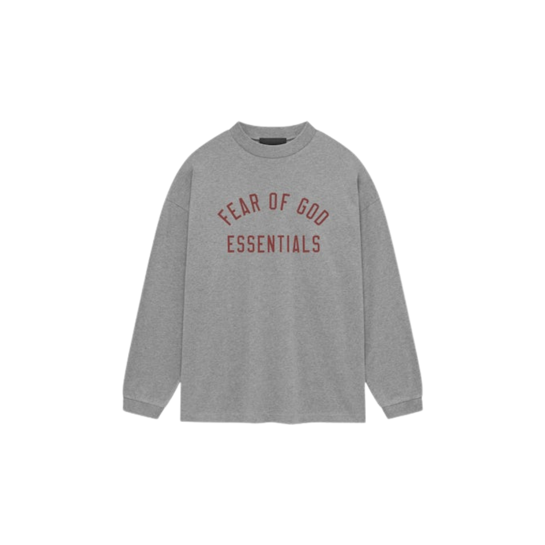 Fear of God Essentials Jersey Langarm-T-Shirt Dunkelmeliert