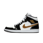 Air Jordan 1 Mid Patent Black White Gold