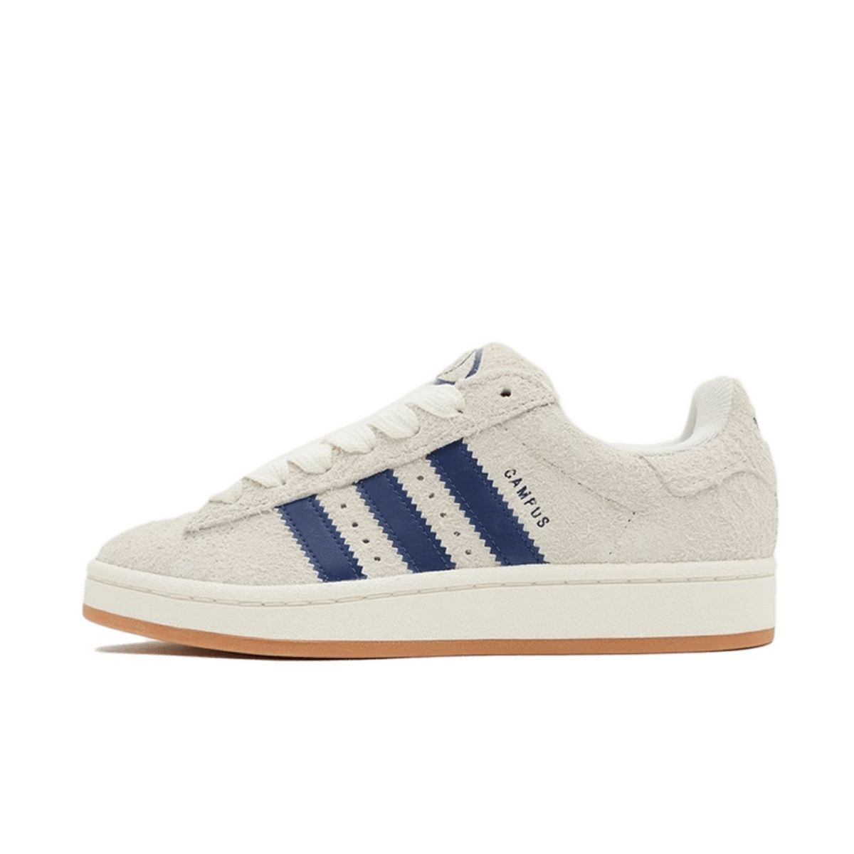 adidas Campus 00s ‘Cream White Dark Blue’ – vooraanzicht chunky Y2K sneaker met crème suède upper en donkerblauwe 3-Stripes