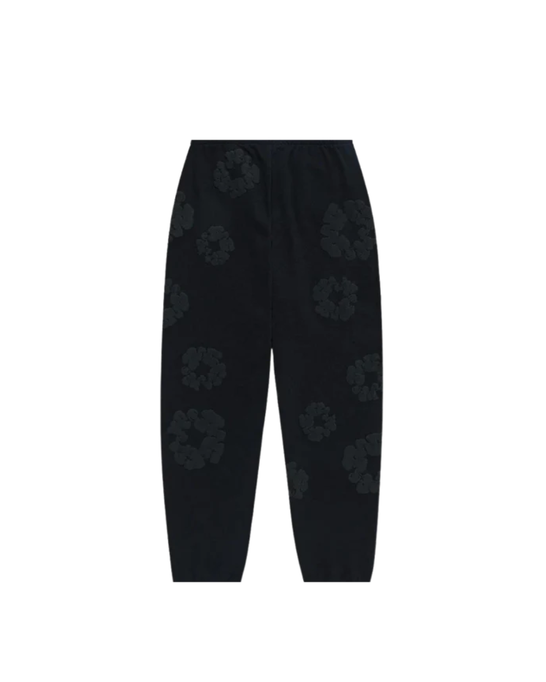 Denim Tears The Cotton Wreath Sweatpants Monochrome – oversized zwart-witte sweatpants met rood-wit borduursel