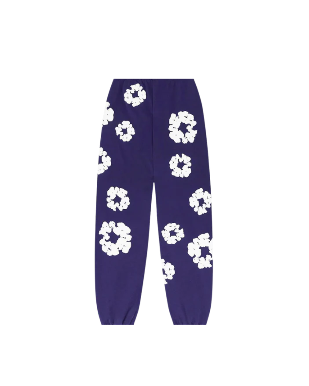 Denim Tears The Cotton Wreath Sweatpants Purple – oversized paarse sweatpants met rood-wit borduursel