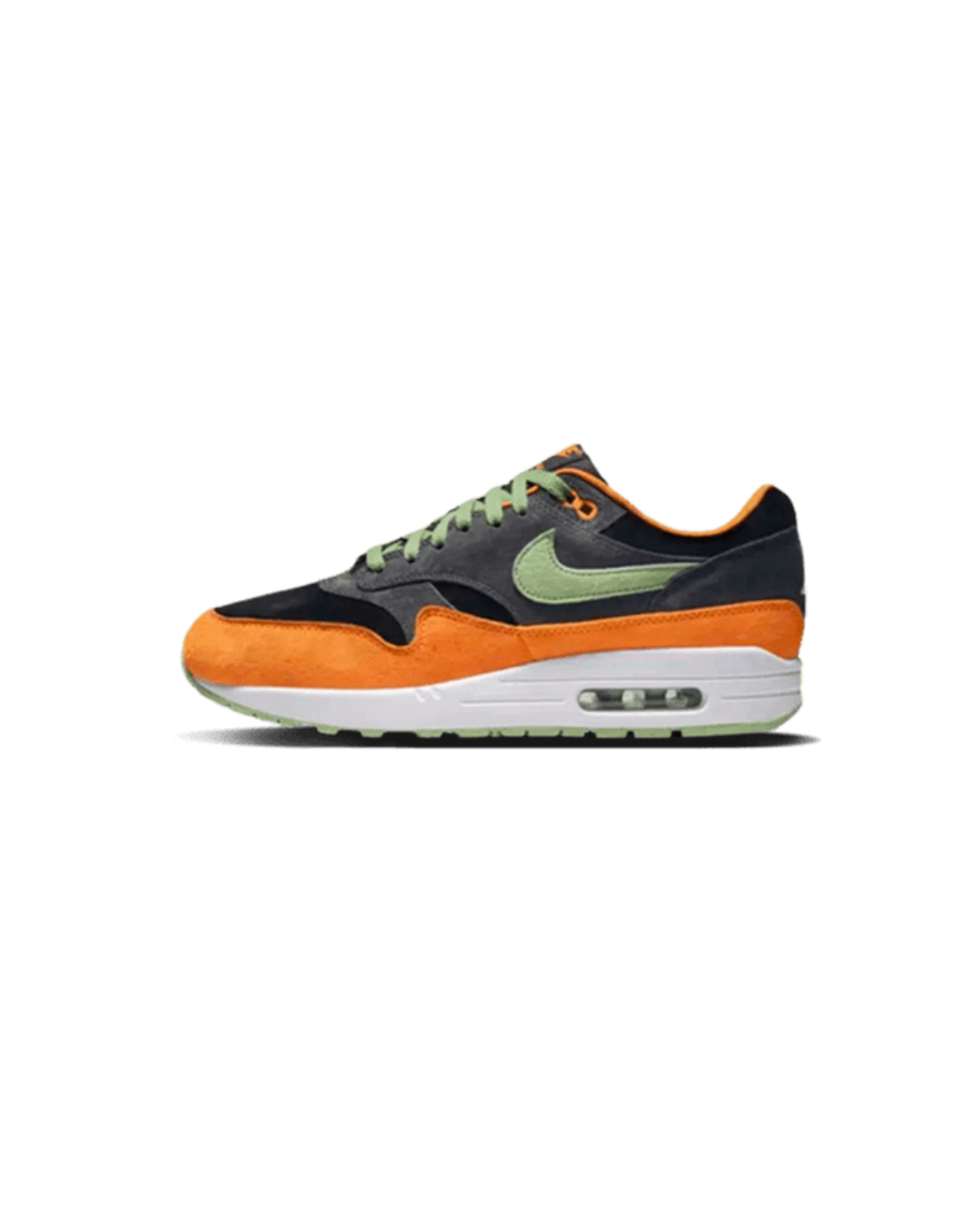 Nike Air Max 1 PRM Duck Anthracite – zijkant met grijze panelen en subtiel eendlogo, te koop bij Snrkickz