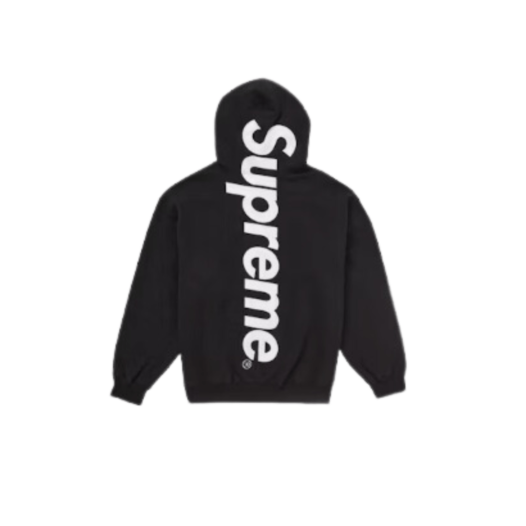 Supreme Satin Applique Hooded Sweatshirt Black FW24 | Snrkickz Supreme Satin Applique Hooded Sweatshirt Black FW24 | Snrkickz