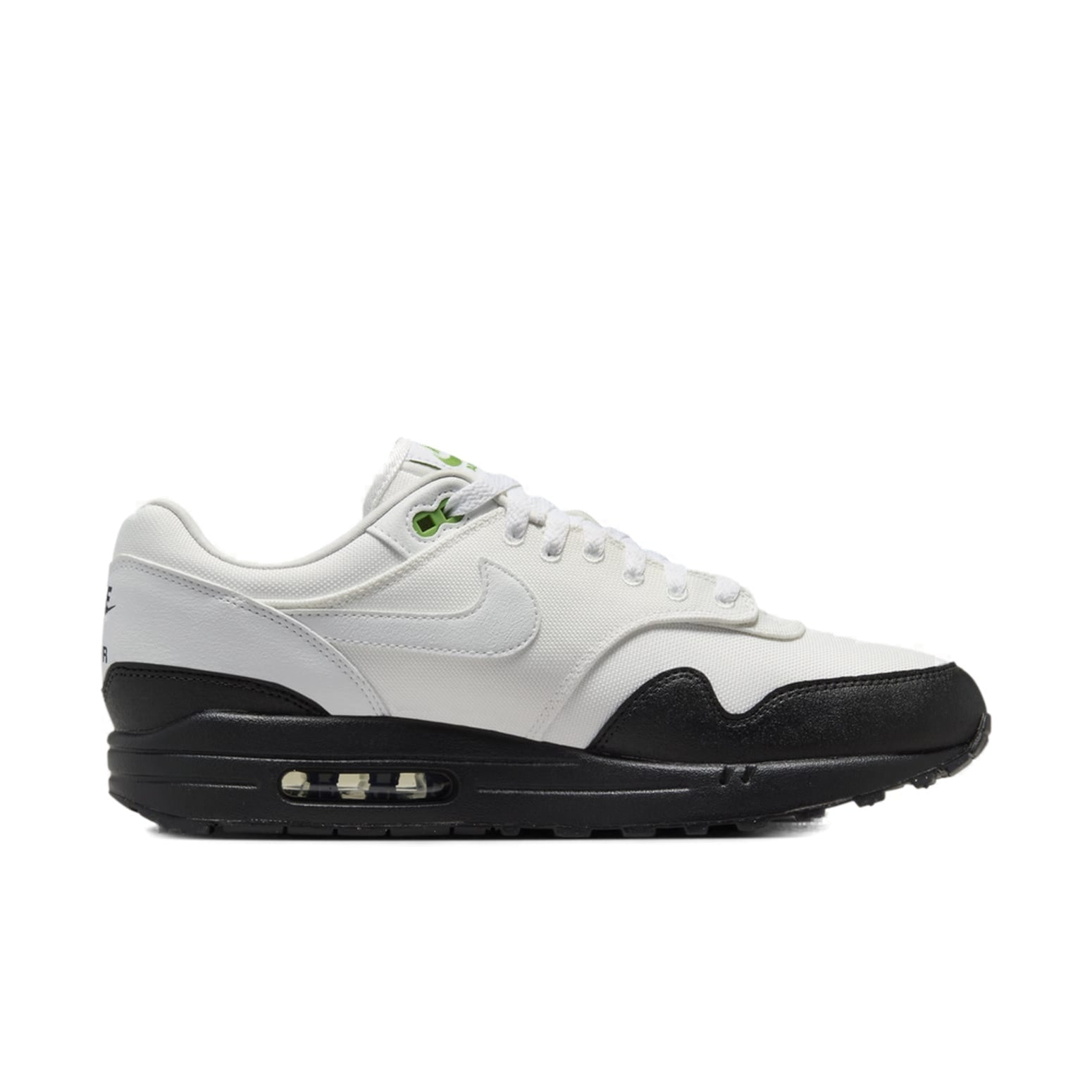 Nike Air Max 1 White Black Chlorophyll FZ5160-121 - Zijaanzicht | Snrkickz