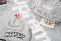 Supreme Satin Applique Hooded Sweatshirt (FW24) Heather Grey