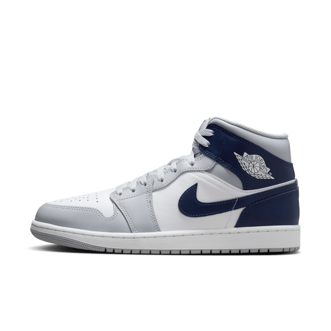 Air Jordan 1 Mid Wolfsgrau &amp; Mitternachtsmarineblau