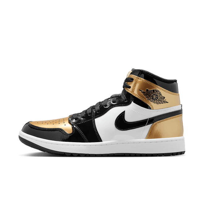 Air Jordan 1 Retro High Golf Patent Gold Zehen