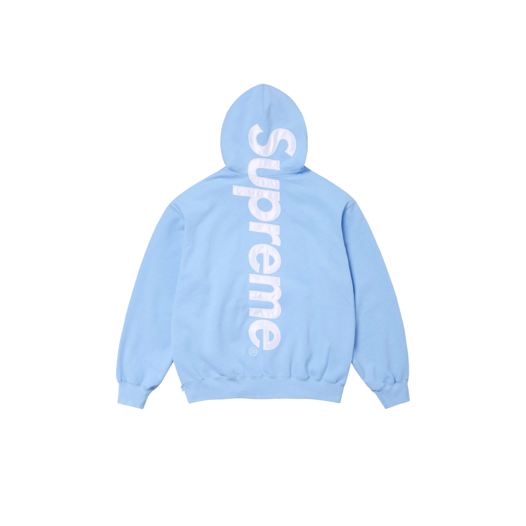 Supreme Satin Applique Hooded Sweatshirt (FW24) Light Blue