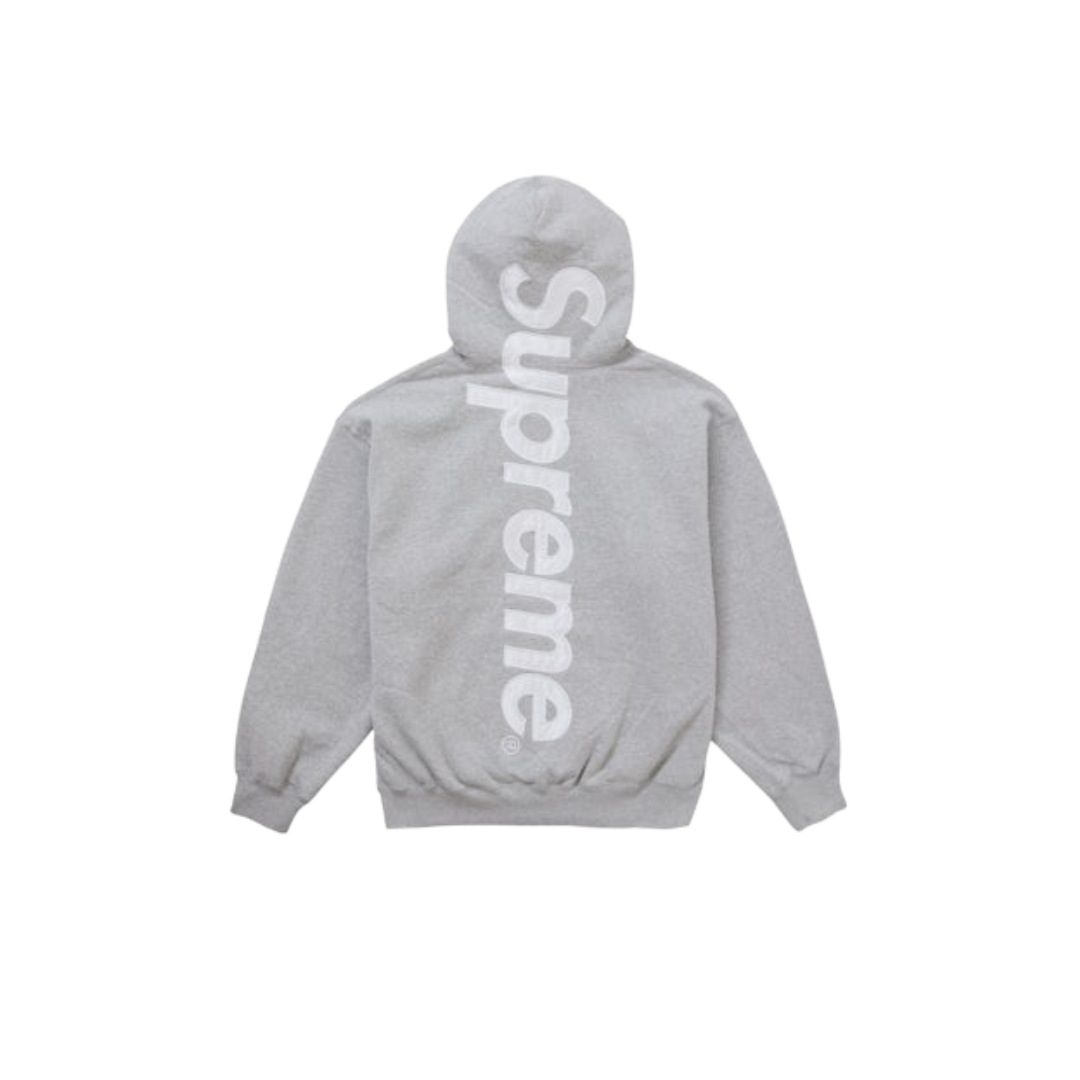 Supreme Satin Applique Hooded Sweatshirt (FW24) Heather Grey