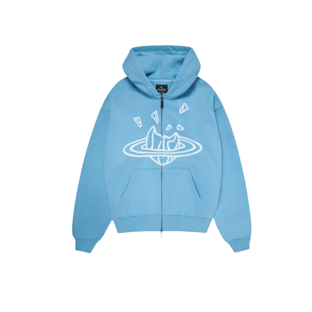 Broken Planet Zip-Up Hoodie Light Blue