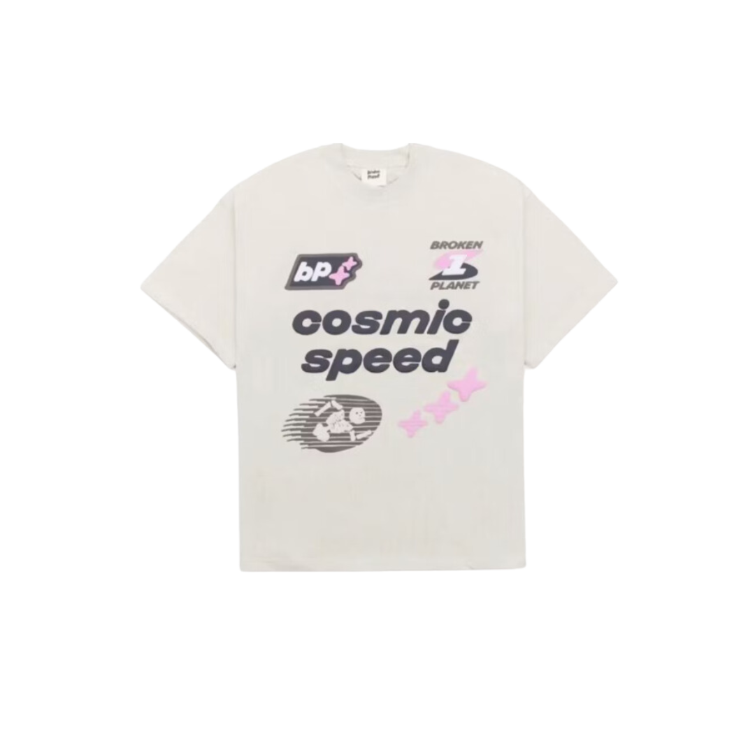 Broken Planet Cosmic Speed T-shirt Bone White