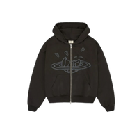 Broken Planet Zip Up Hoodie Soot Black