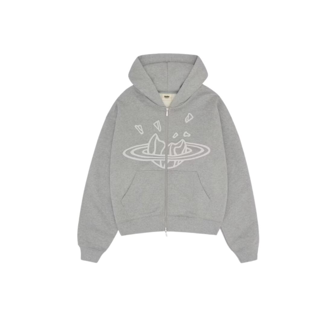 Broken Planet Zip Up Hoodie Heather Grey