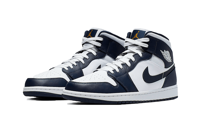 Air Jordan 1 Mid Weiß Metallic Gold Obsidian