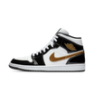 Air Jordan 1 Mid Patent Black White Gold