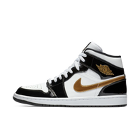 Air Jordan 1 Mid Patent Black White Gold - SnrKickz