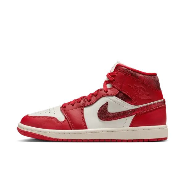 Air Jordan 1 Mid SE Red Cracked Leather