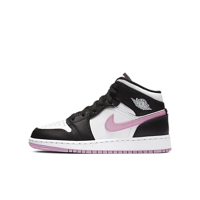 Air Jordan 1 Mid Weiß Schwarz Hell Arctic Pink (GS)