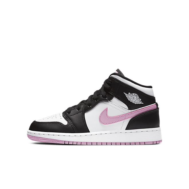 Air Jordan 1 Mid Weiß Schwarz Hell Arktis Pink (GS)