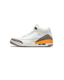 Air Jordan 3 Retro Laser Orange CK9246-108 zijaanzicht met wit leer, cement grey elephant print en opvallende Laser Orange accenten

