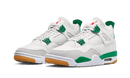 Air Jordan 4 sneakers van witte kleur met groene details