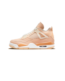 Air Jordan 4 Shimmer sneaker in lichtbrons nubuck met Metallic Silver details en zichtbare Air unit zijaanzicht