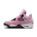 Air Jordan 4 WMNS Orchid zijaanzicht paars suède bovenwerk met grijze en witte details, exclusief damesmodel