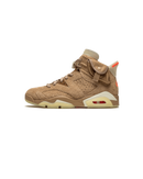 Air Jordan 6 Travis Scott British Khaki DH0690-200 zijaanzicht met suède upper, stash pocket en glow-in-the-dark details

