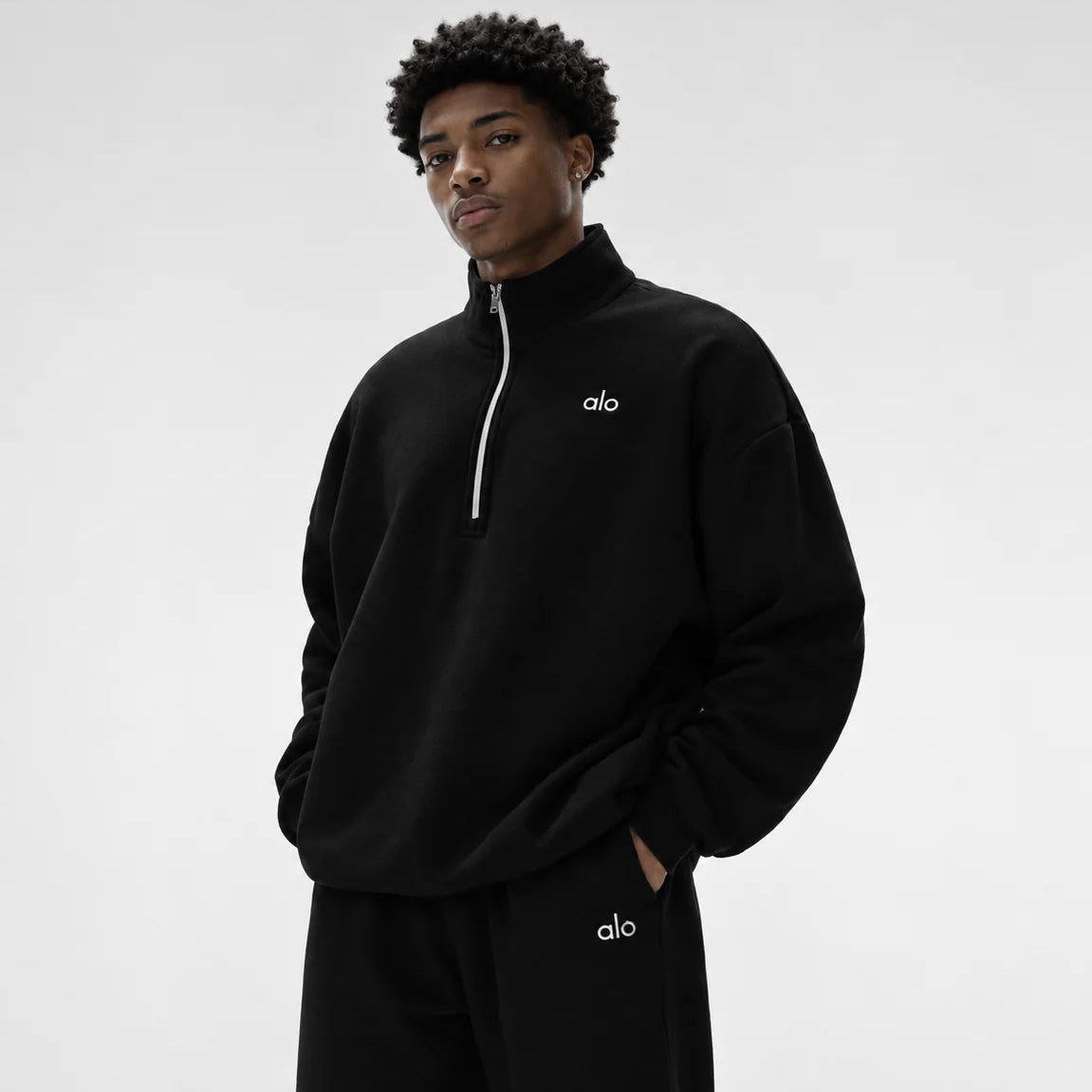 Alo Accolade 1/4 Zip Pullover Black Full Set Snrkickz