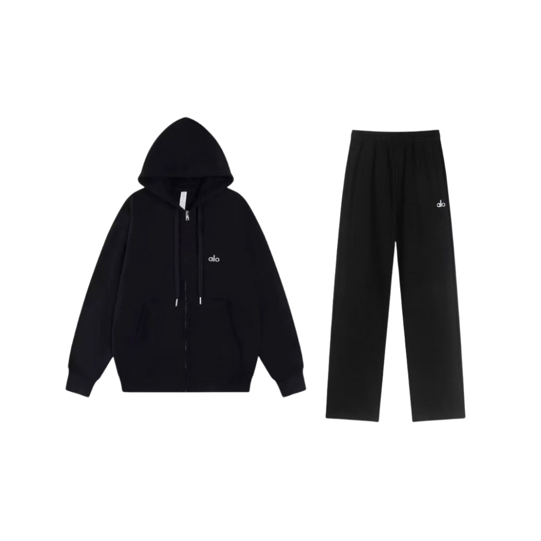 Alo Accolade Full Zip Hoodie Black Set