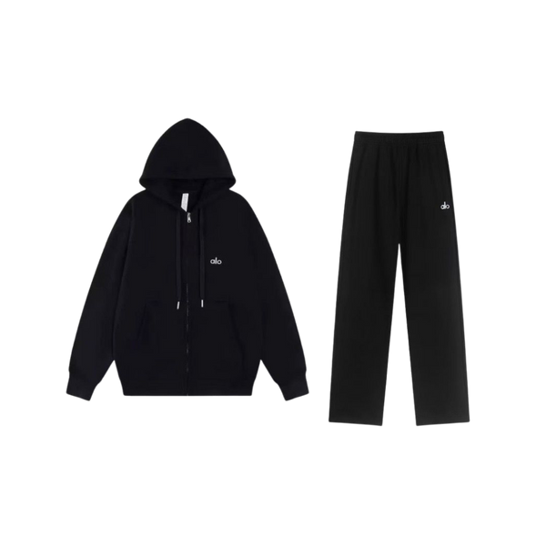 Alo Accolade Full Zip Hoodie Black Set