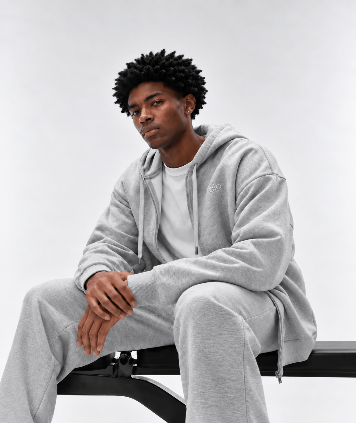Alo Accolade Full Zip Hoodie Heather Grey Set 2