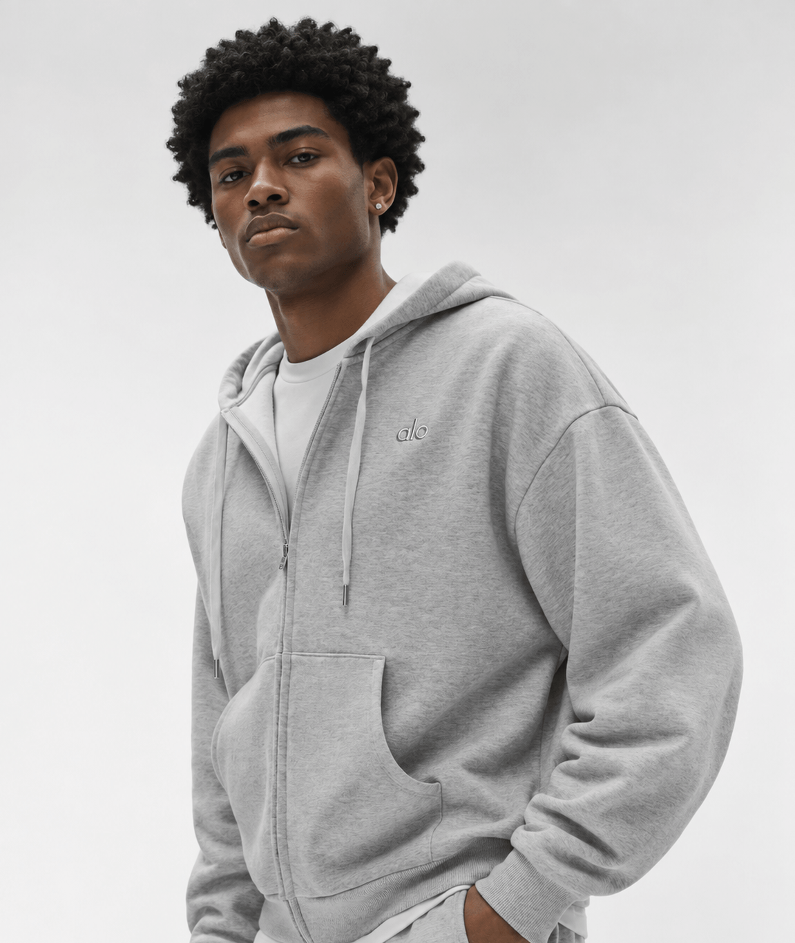 Alo Accolade Full Zip Hoodie Heather Grey Set Snrkickz