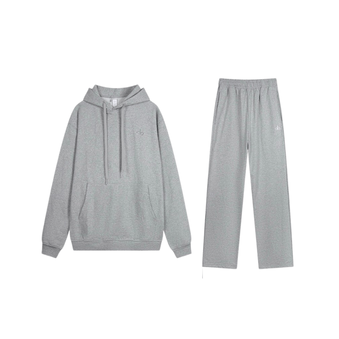 Alo Accolade Heather Grey Full Set Straight Leg