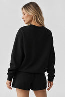 Alo Yoga Accolade Crew Neck Pullover Black 2
