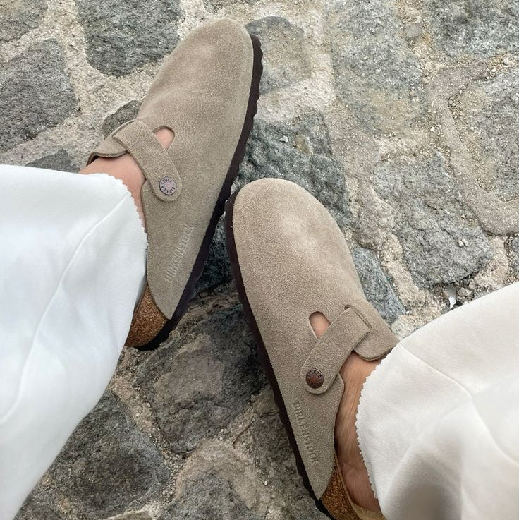 Birkenstock Boston Soft Footbed Suede Taupe