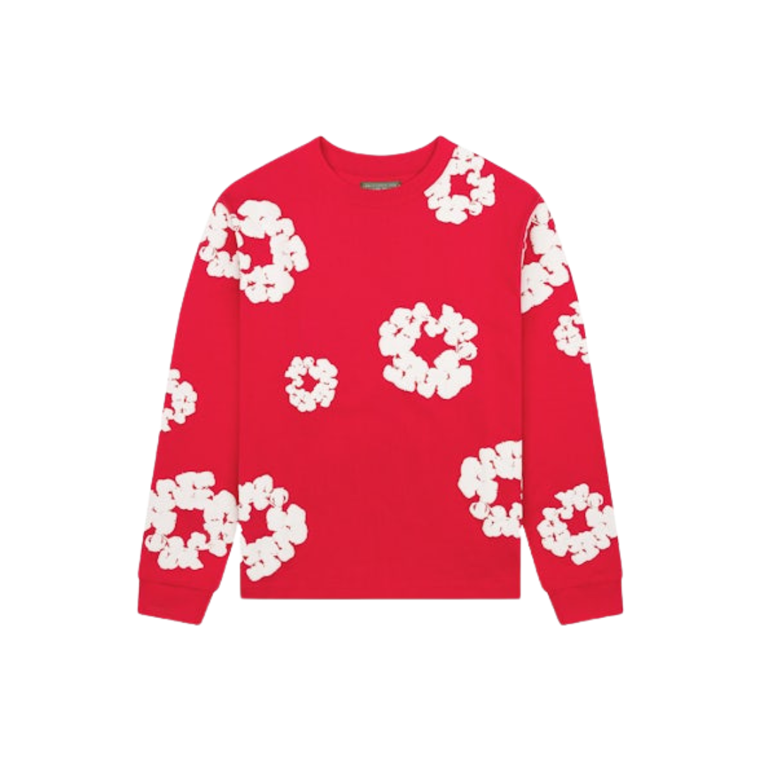 Denim Tears Long Sleeve Cotton Wreath T-shirt Red