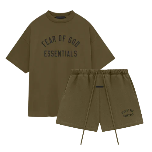 Fear of God Essentials FW24 Olive Summer Set | Snrkickz