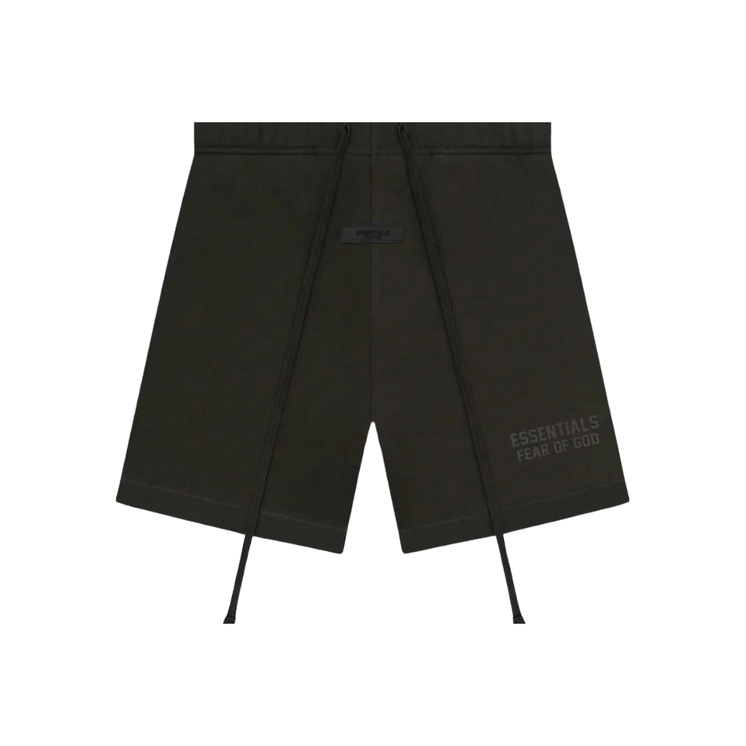 Fear of God Essentials Off Black Shorts | Snrkickz