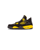 ordan 4 Retro Thunder 2023 sneaker in zwart nubuck met felgele details en zichtbare Air unit zijaanzicht