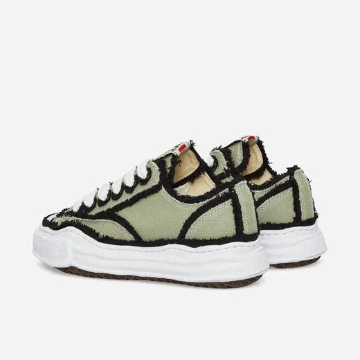 Maison Mihara Yasuhiro Peterson OG Sohle Canvas Niedrig Ausgefranst Khaki