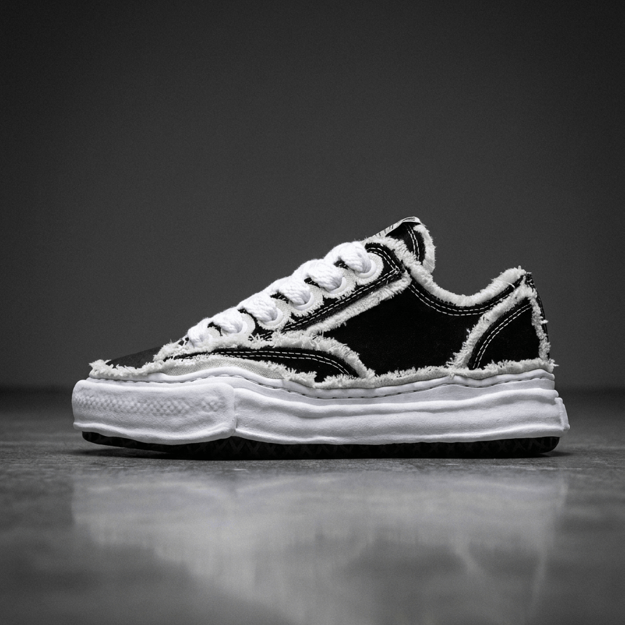 Maison Mihara Yasuhiro Peterson OG Sole Canvas Low Frayed Black Sale korting