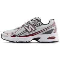 New Balance 740v2 Mercury Red Castlerock zijaanzicht met rode accenten, grijze overlays en sportieve retro zool

