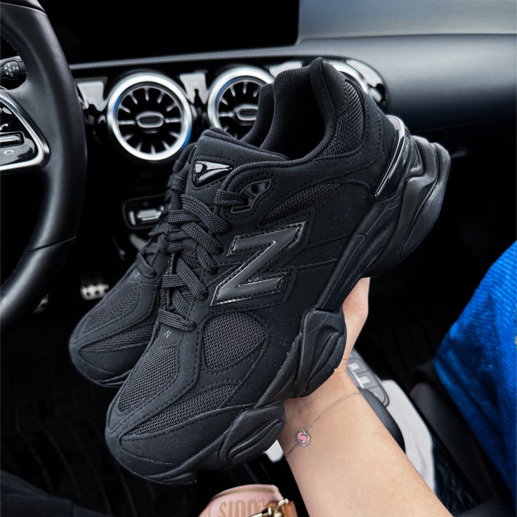 New Balance 9060 Triple Black Leather (U9060NRI) | Snrkickz 1