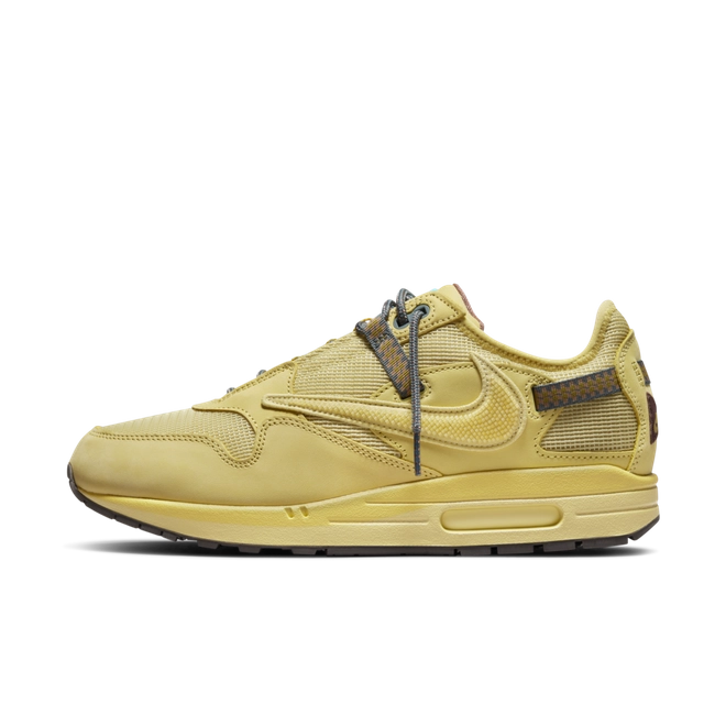Nike Air Max 1 Travis Scott Cactus Jack Saturn Gold Style DO9392-700  Colorway Saturn Gold/Tea Tree Mist/Tent SNrkickz