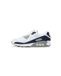 Nike Air Zijkant van de Nike Air Max 90 White Grey Obsidian met witte mesh, grijze panelen en donkere Swoosh – klassieke AM90-stijl met neutrale uitstraling

Max 90 White Grey Obsidan