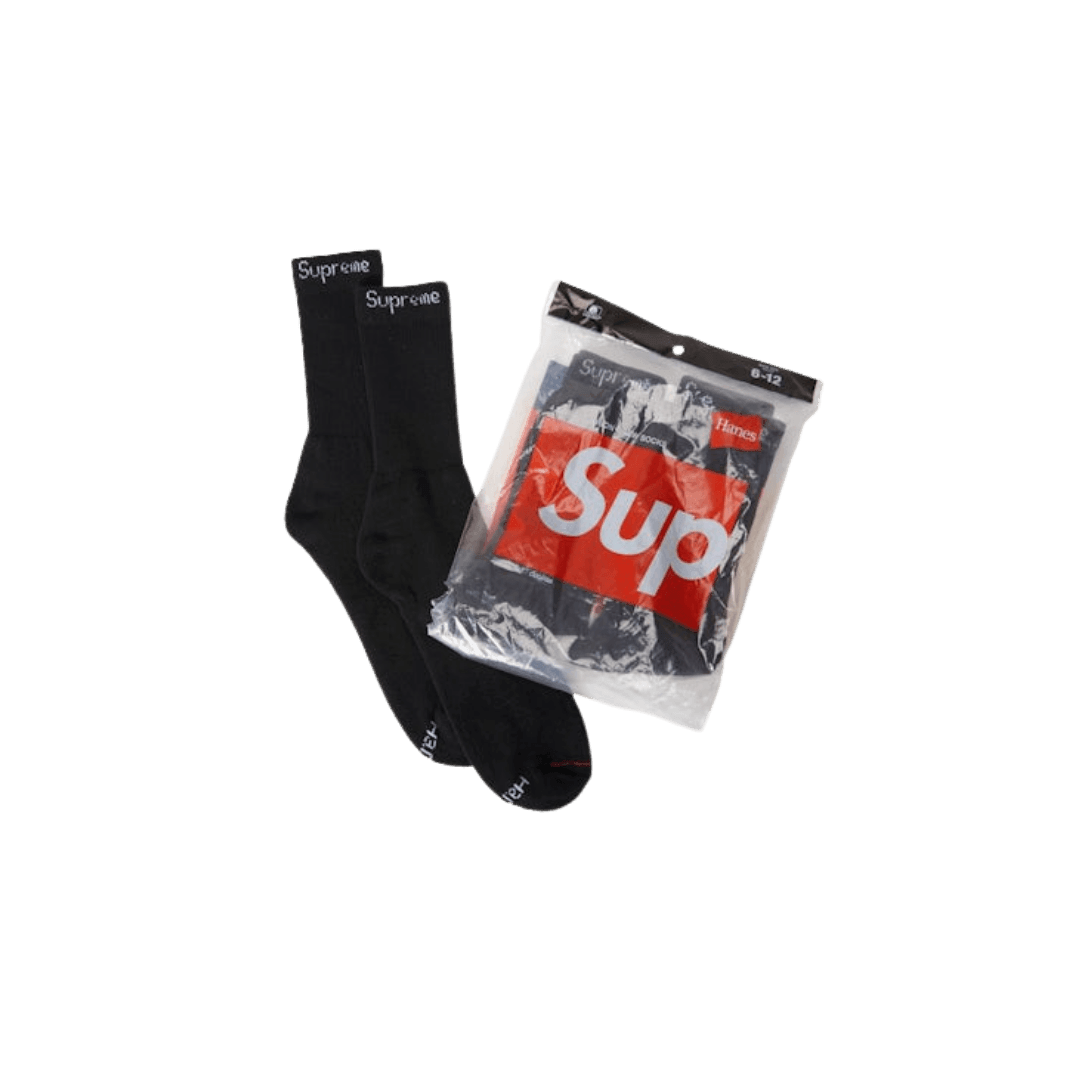 Supreme Hanes Socks (4 Pack) Black