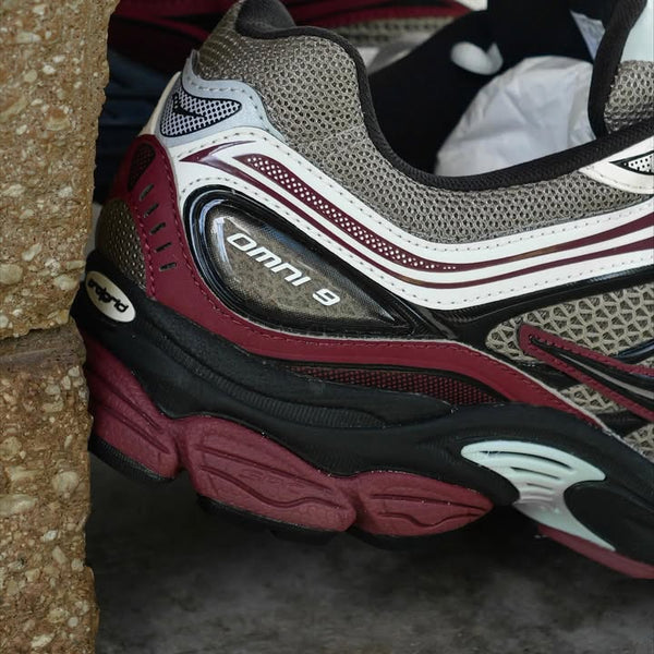 Saucony ProGrid Omni 9 Tomorrow, Meet Yesterday Pack Tan Maroon
