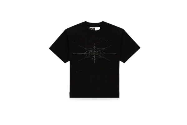 Sp5der Rhinestone Silk Tee Black