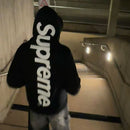 Supreme Satin Applique Hooded Sweatshirt Black FW24